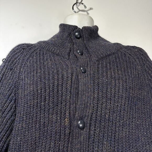 handcrafted Ltd Great Britain knit pure wool cardigan chunky sweater Size M - Picture 2 of 6